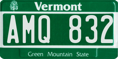 VT license plate AMQ832