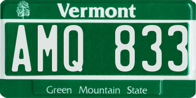 VT license plate AMQ833
