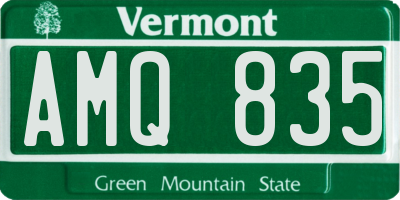 VT license plate AMQ835