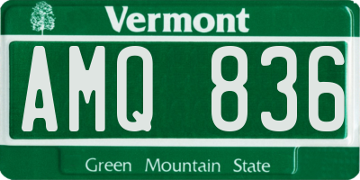 VT license plate AMQ836
