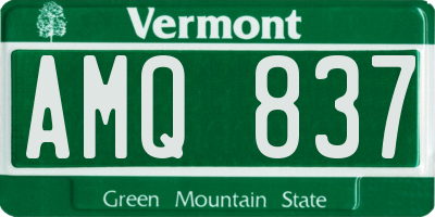 VT license plate AMQ837