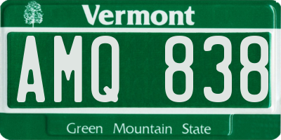 VT license plate AMQ838