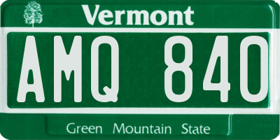 VT license plate AMQ840