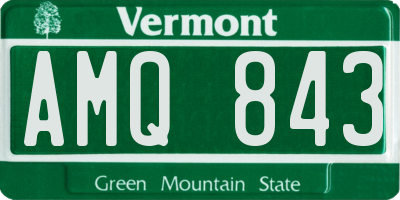 VT license plate AMQ843