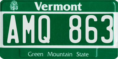 VT license plate AMQ863