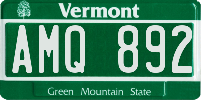 VT license plate AMQ892