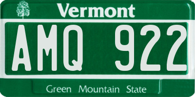 VT license plate AMQ922