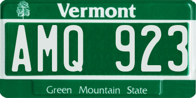 VT license plate AMQ923