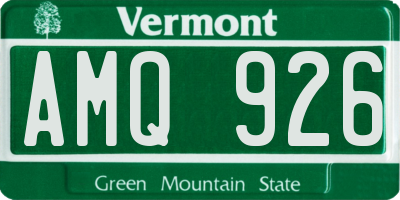 VT license plate AMQ926
