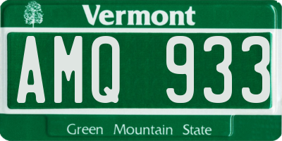 VT license plate AMQ933