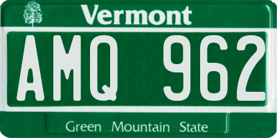 VT license plate AMQ962