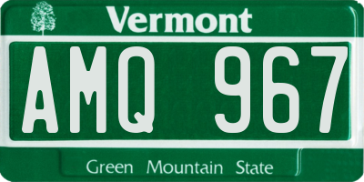 VT license plate AMQ967