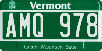 VT license plate AMQ978