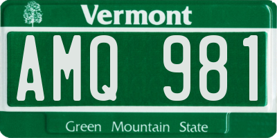 VT license plate AMQ981