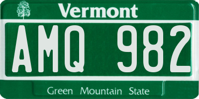 VT license plate AMQ982