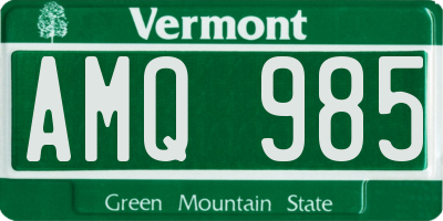 VT license plate AMQ985