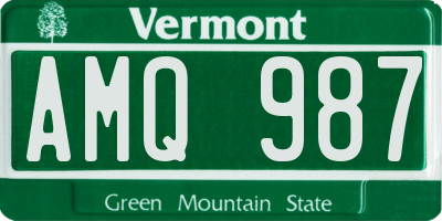 VT license plate AMQ987