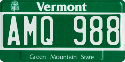 VT license plate AMQ988