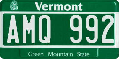 VT license plate AMQ992