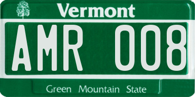VT license plate AMR008