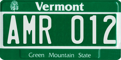 VT license plate AMR012