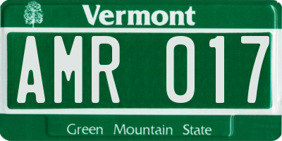 VT license plate AMR017
