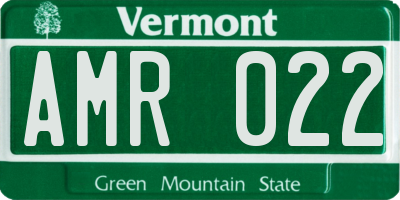 VT license plate AMR022