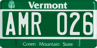 VT license plate AMR026