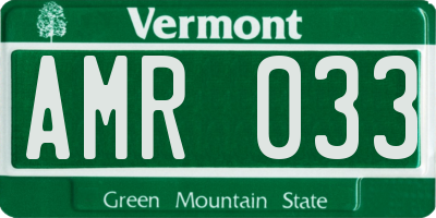 VT license plate AMR033