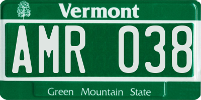 VT license plate AMR038