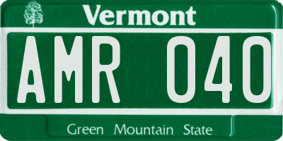 VT license plate AMR040