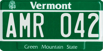 VT license plate AMR042