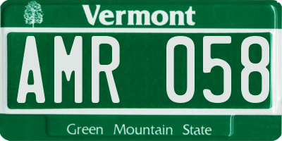 VT license plate AMR058