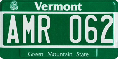 VT license plate AMR062