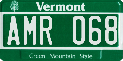 VT license plate AMR068