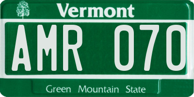 VT license plate AMR070
