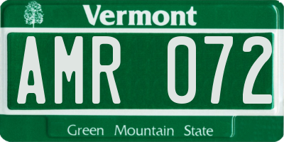 VT license plate AMR072
