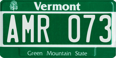 VT license plate AMR073