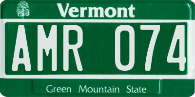 VT license plate AMR074