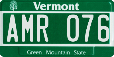 VT license plate AMR076