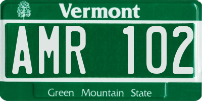 VT license plate AMR102