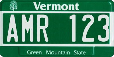 VT license plate AMR123