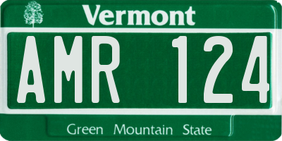 VT license plate AMR124