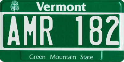 VT license plate AMR182