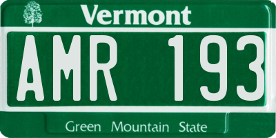VT license plate AMR193