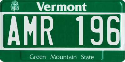 VT license plate AMR196