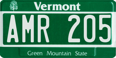 VT license plate AMR205