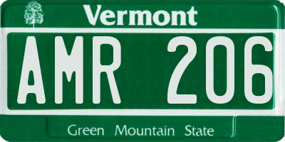 VT license plate AMR206