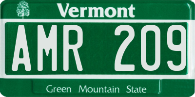 VT license plate AMR209