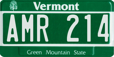 VT license plate AMR214